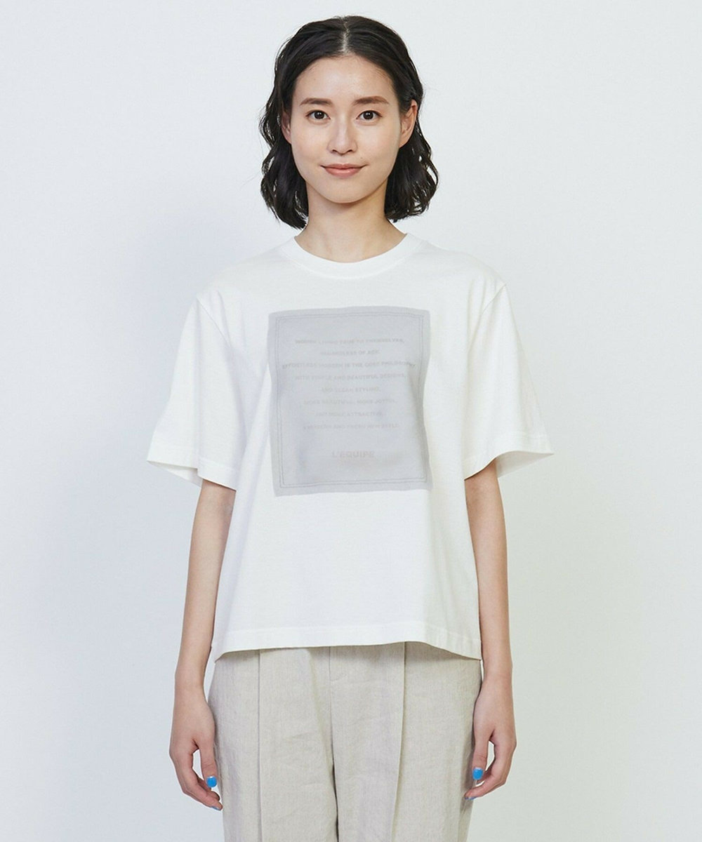 L'EQUIPE Lサイズ（大きいサイズ） 【大きいサイズ】シアーロゴプリントTシャツ グレー