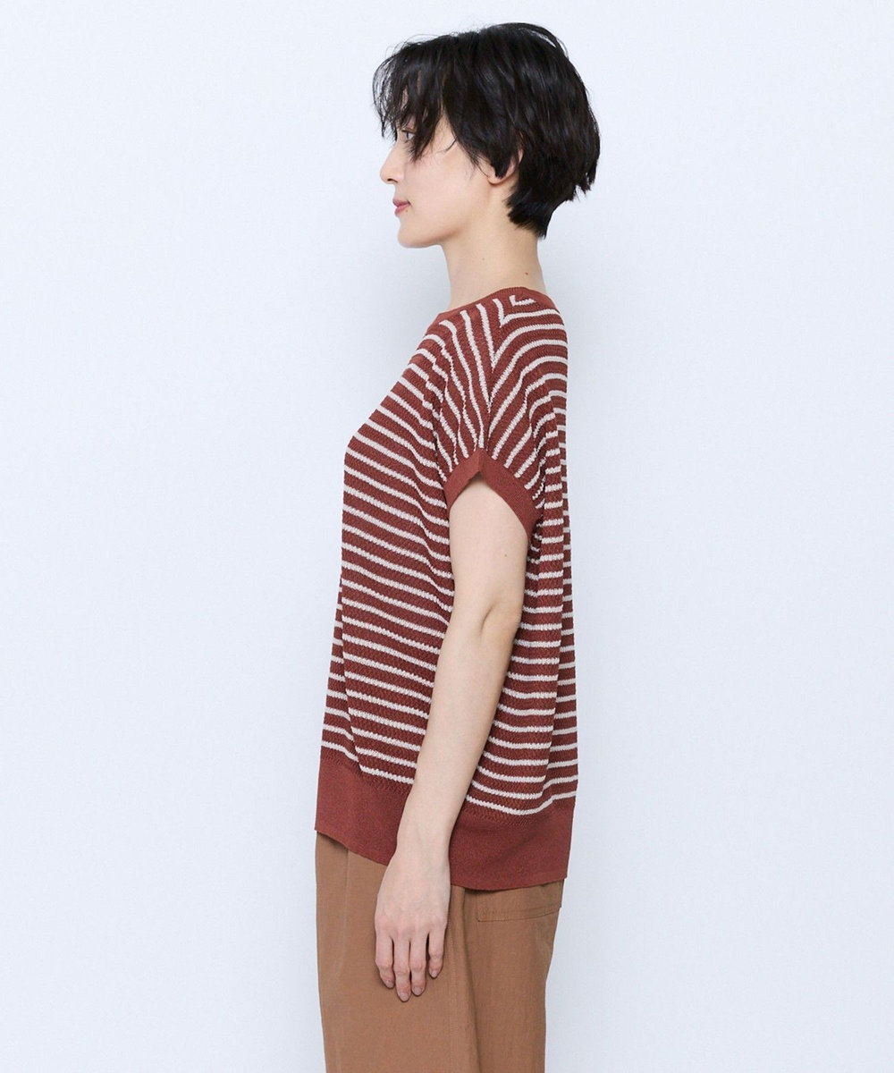 feerique feerique ボーダーフレンチスリーブニット ブラウン