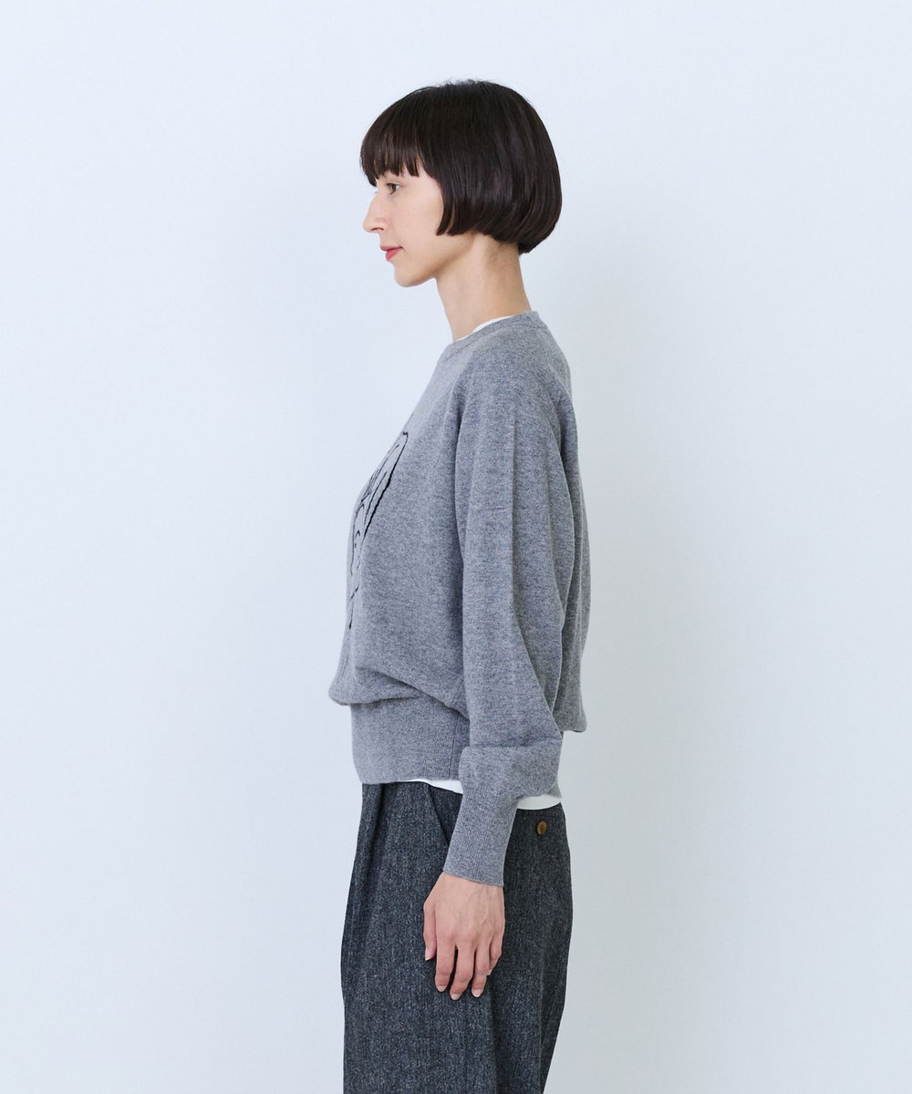LOISIR 《塩川いづみさんコラボ》ウールインターシャプルオーバー グレー