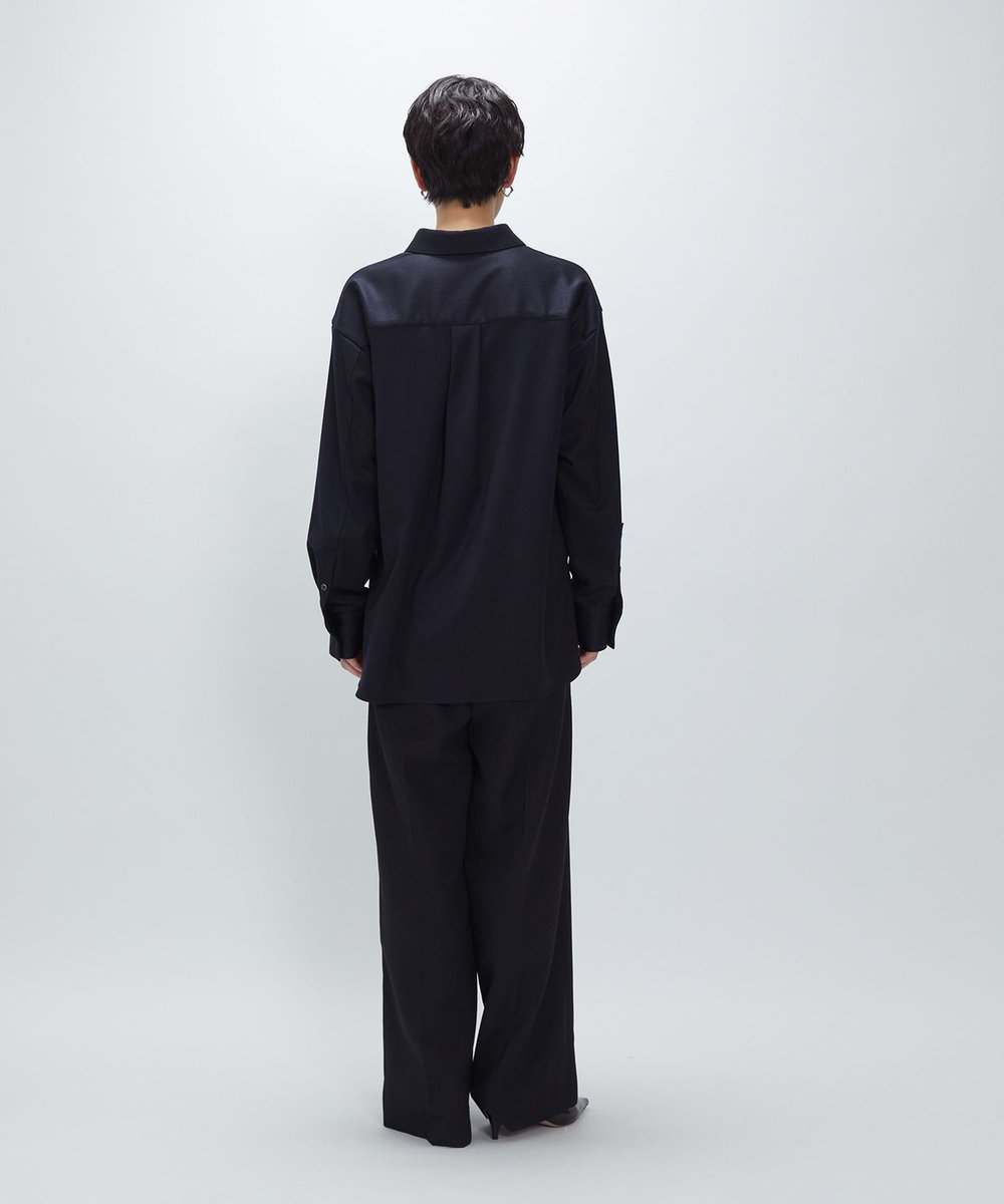 1er Arrondissement ウールサテンシャツ ネイビー