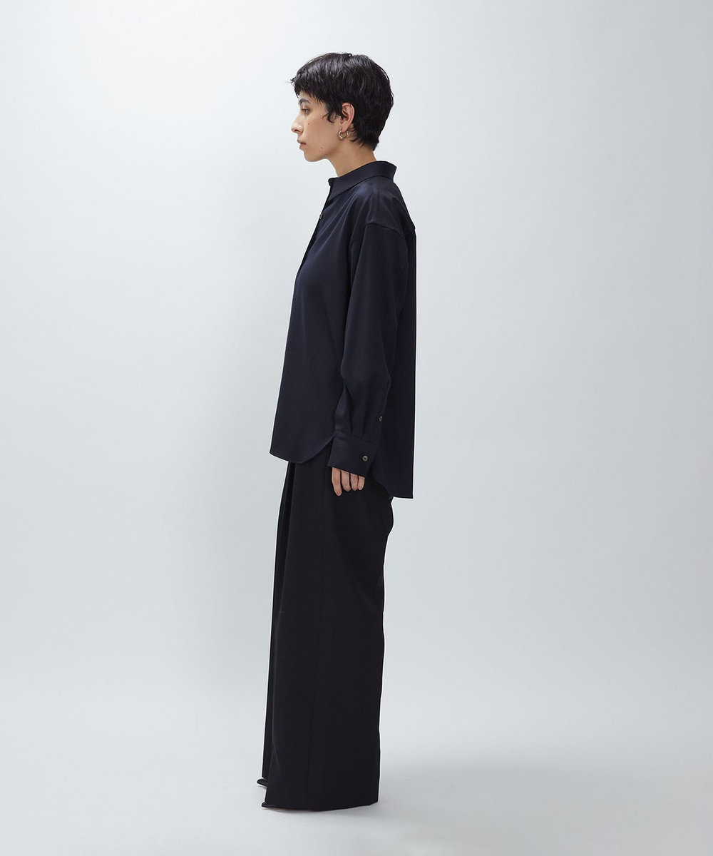 1er Arrondissement ウールサテンシャツ ネイビー