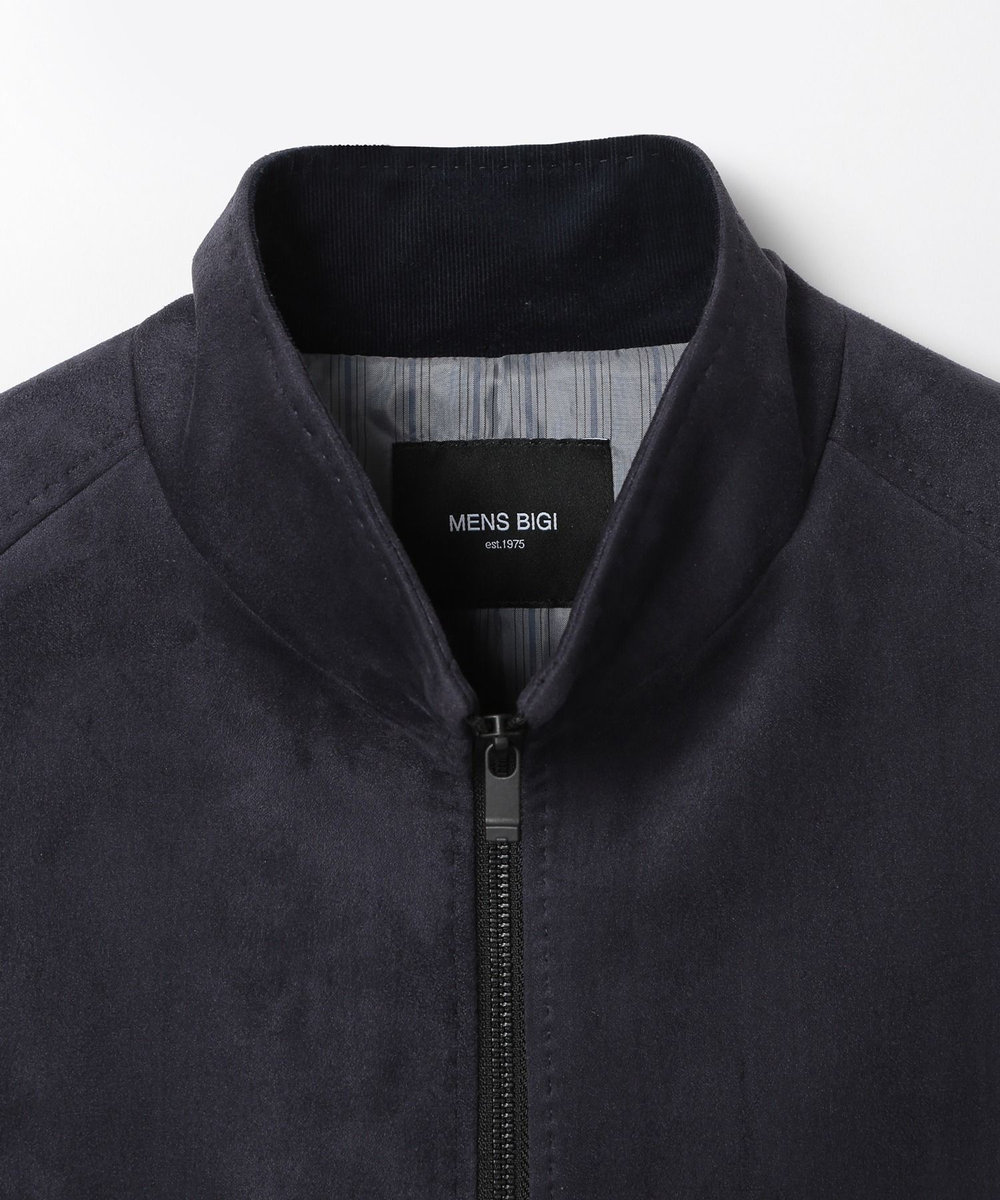 MEN'S BIGI フェイクスエードストレッチダンボールジャケット ネイビー