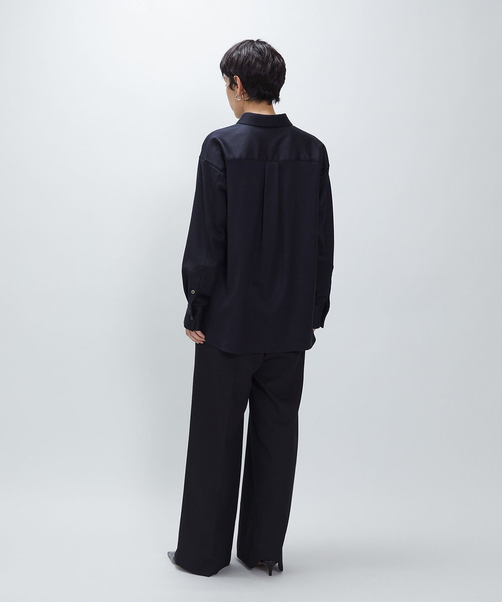 1er Arrondissement ウールサテンシャツ ネイビー