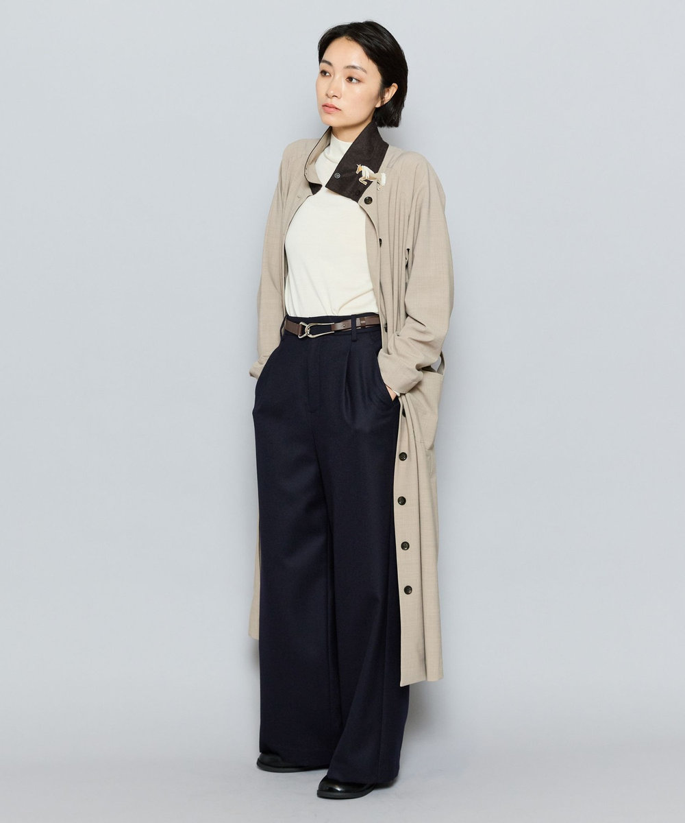 L'EQUIPE ドライウール2WAYストレッチシャツワンピース ベージュ