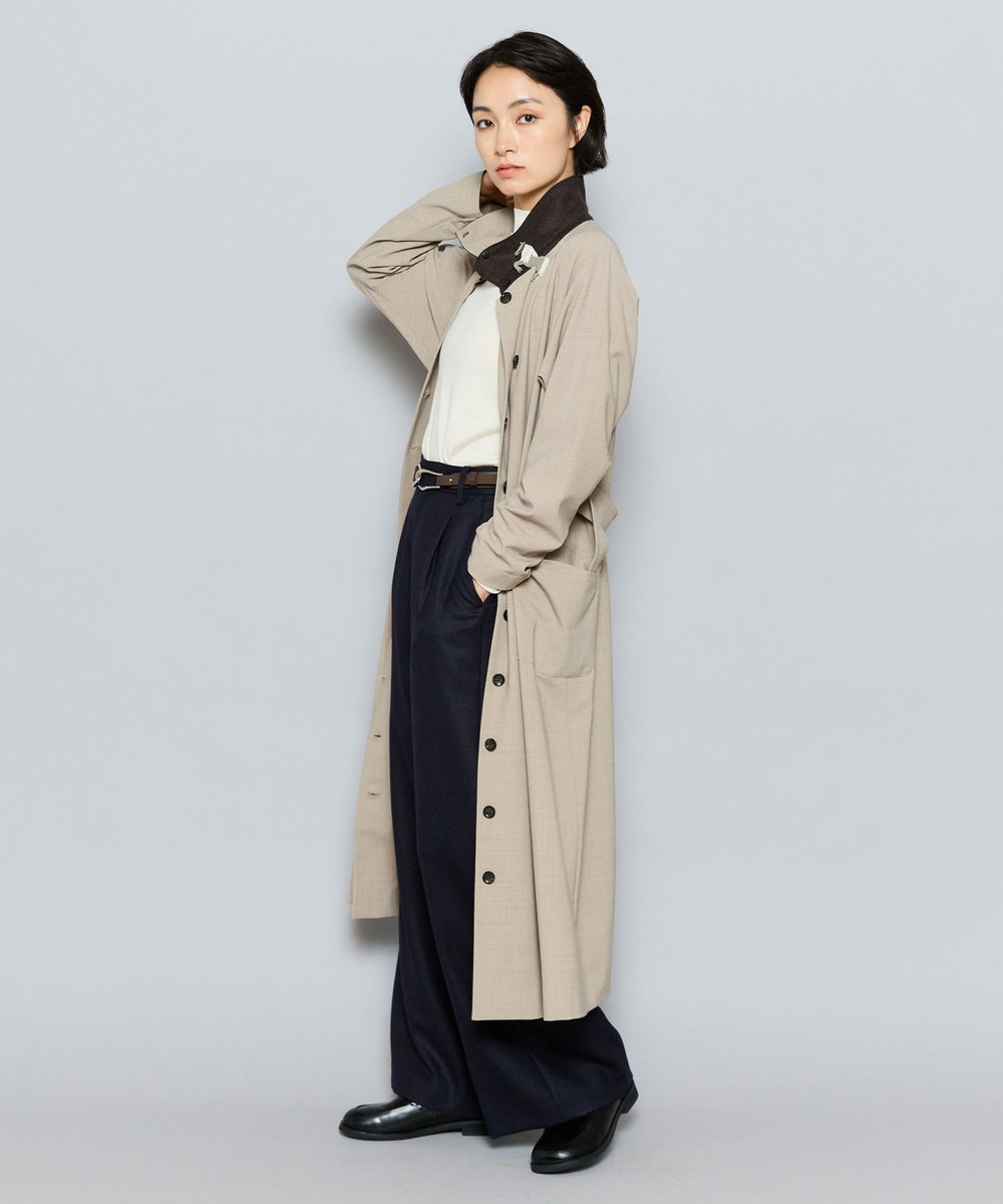 L'EQUIPE ドライウール2WAYストレッチシャツワンピース ベージュ