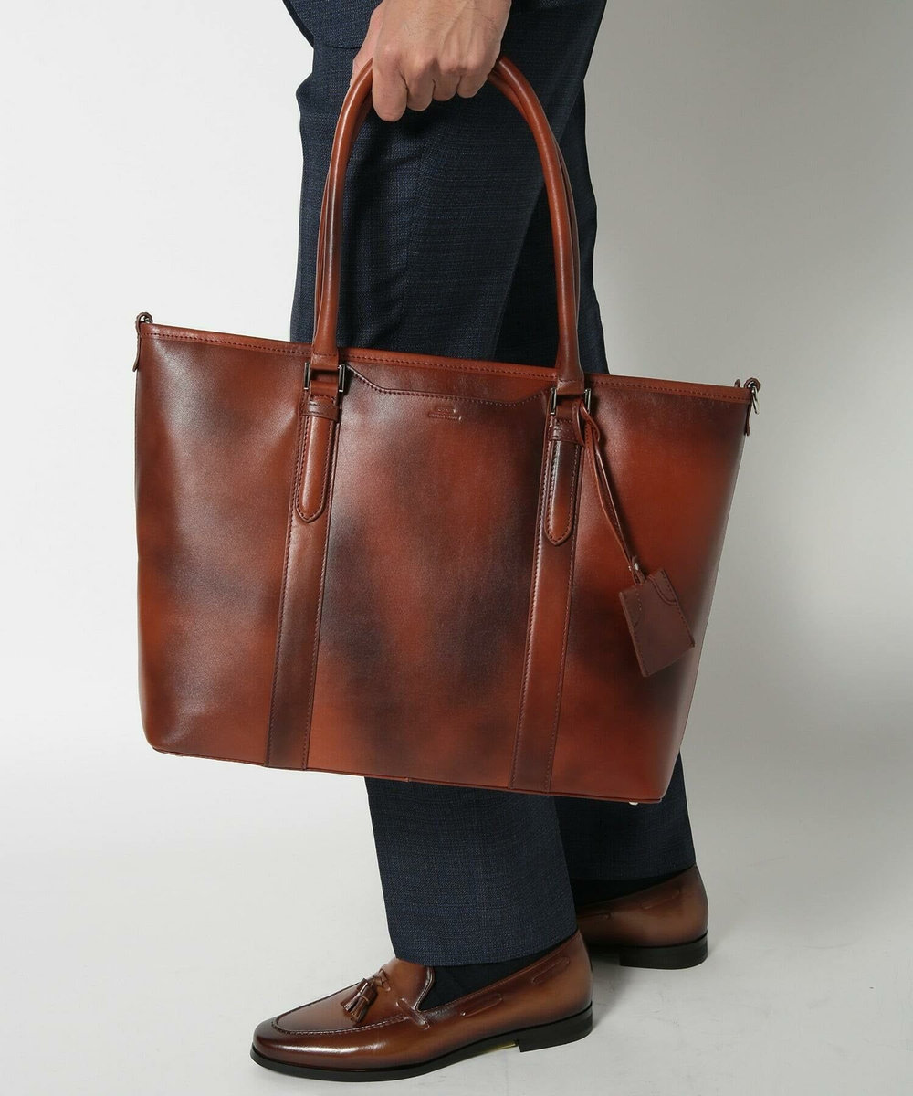 MEN'S BIGI 【SEEKER/シーカー】別注ムラレザー2WAYトートバッグ キャメル