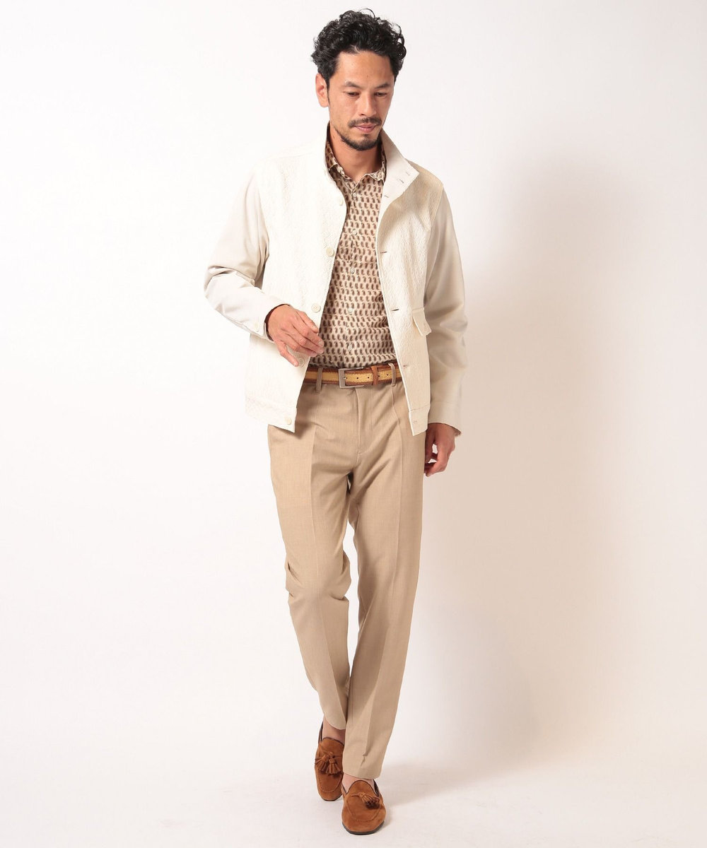 MEN'S BIGI 膨れジャガードストレッチブルゾン オフホワイト