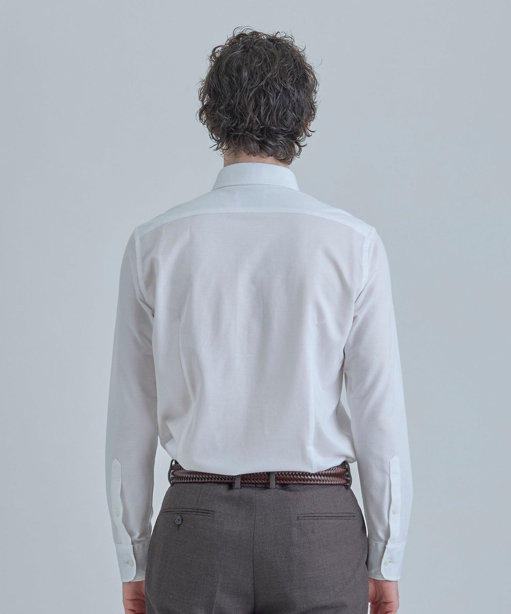 MEN'S BIGI J-CAMICIE ハイゲージジャージドレスシャツ（Albini×RENU）＜ストレッチ＞ ホワイト