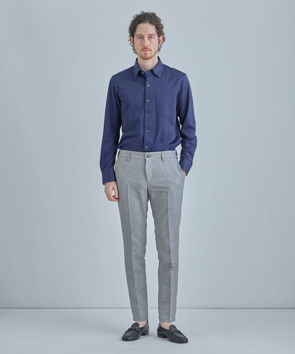 MEN'S BIGI J-CAMICIE ハイゲージジャージドレスシャツ（Albini×RENU）＜ストレッチ＞ ダークネイビー