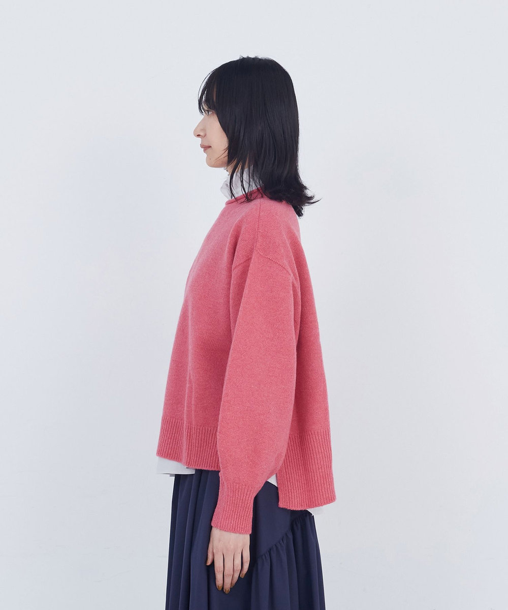 ADIEU TRISTESSE ロールカラーパフスリーブニット ピンク