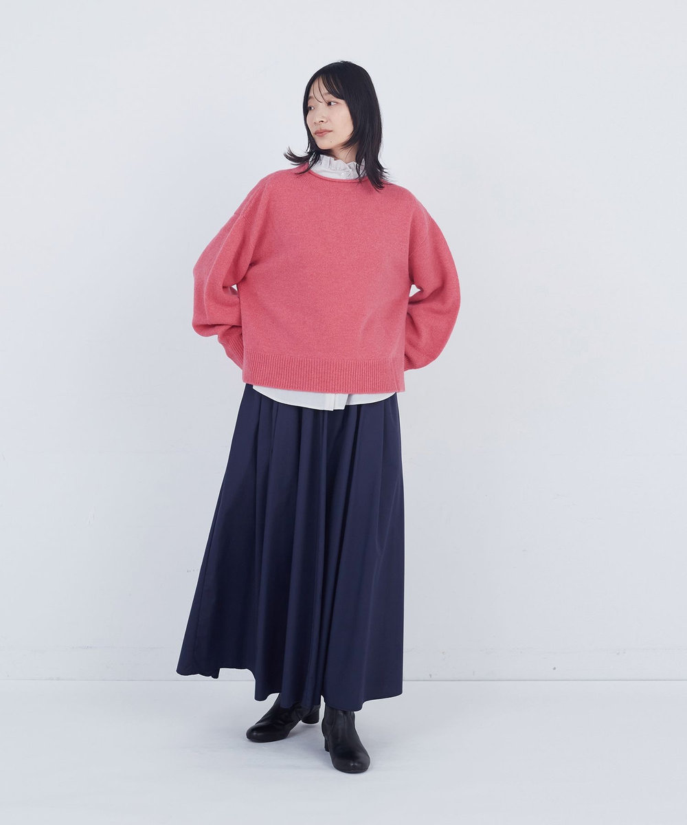 ADIEU TRISTESSE ロールカラーパフスリーブニット ピンク