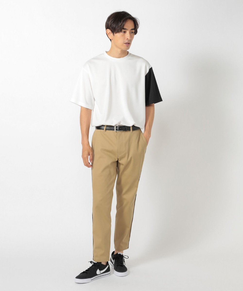 UNION STATION ポンチ切り替えアシンメトリーTシャツ ホワイト