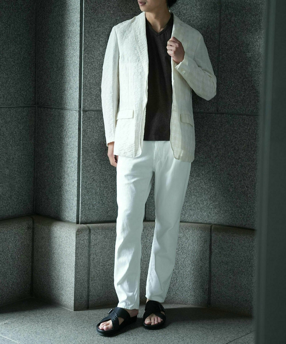 MEN'S BIGI 【ACTIVE TAILOR/アクティブテイラー】シルケットスムースVネックTシャツ＜接触冷感 / UVカット＞ ブラウン