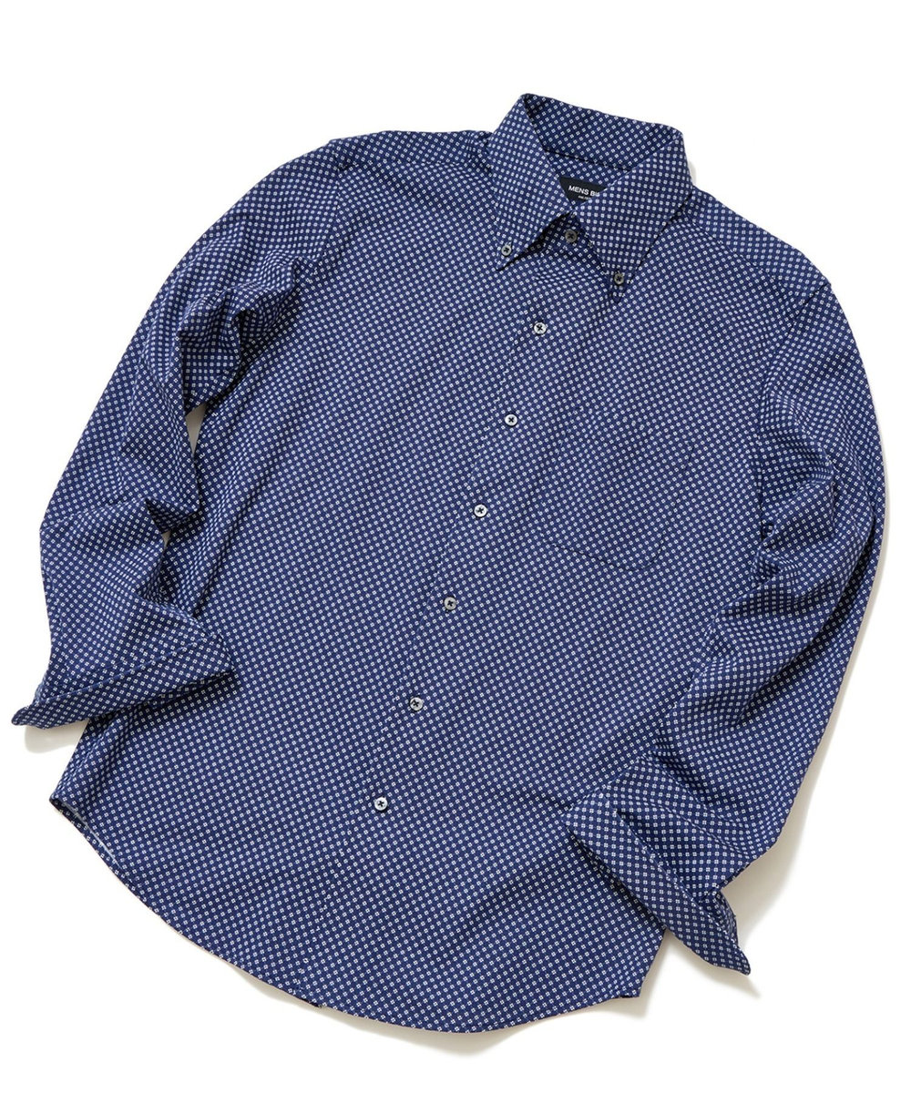 MEN'S BIGI 【ACTIVE TAILOR】プリントジャージドレスシャツ ネイビー