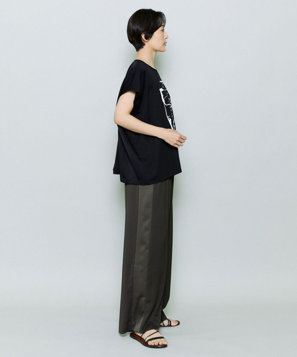 MOGA コットンスムースプリントTシャツ ブラック