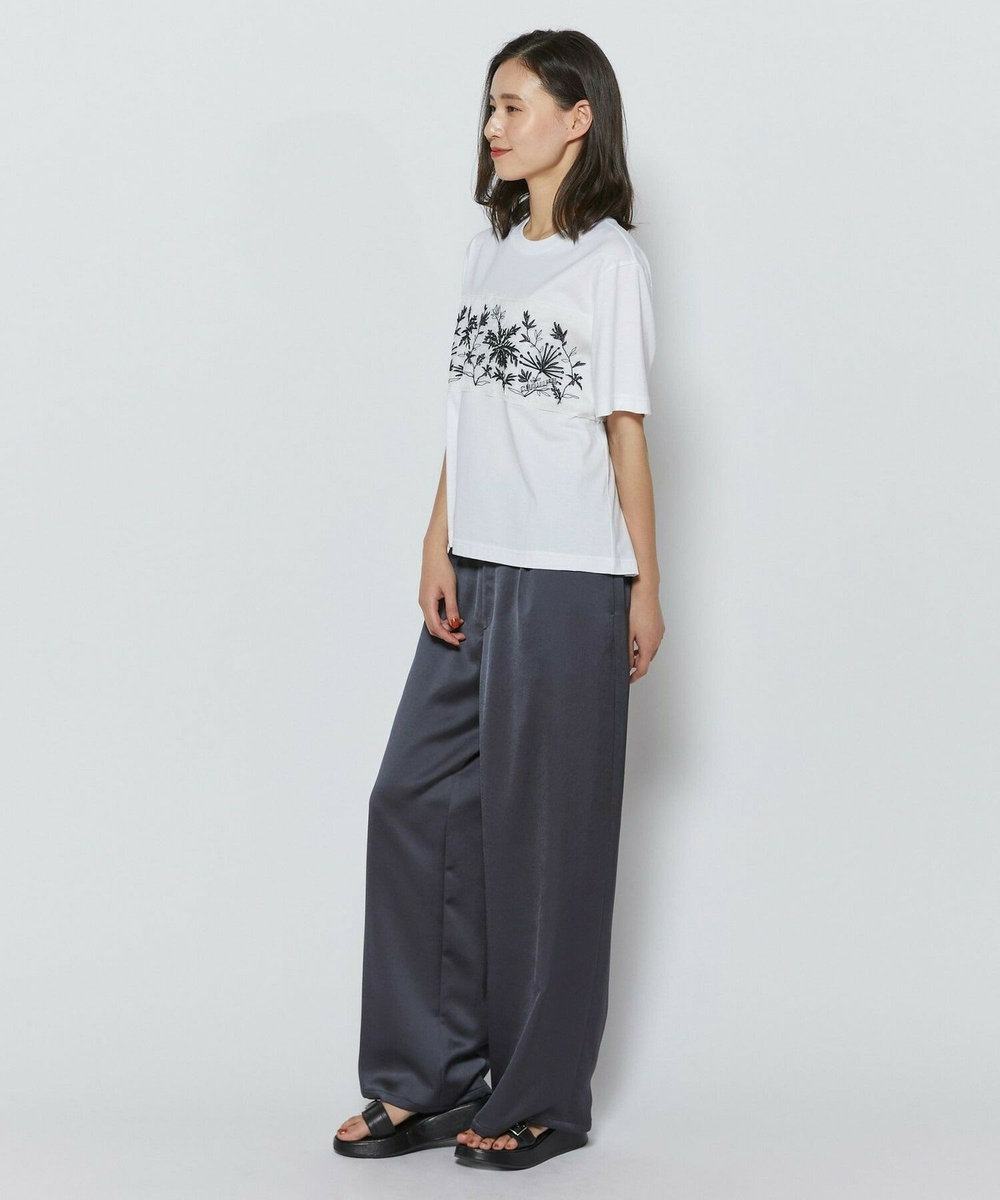 L'EQUIPE Lサイズ（大きいサイズ） 【大きいサイズ】オーガンジー刺繍Tシャツ ホワイト