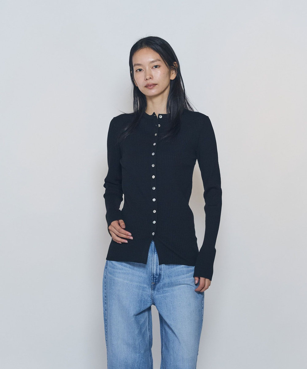 1er Arrondissement ワイドリブスキニーカーディガン ブラック