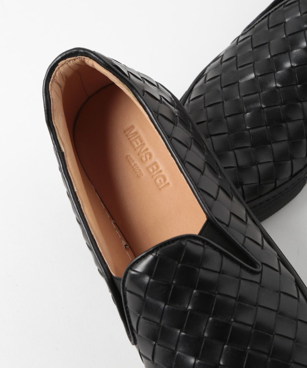 MEN'S BIGI メッシュレザー スニーカー ブラック