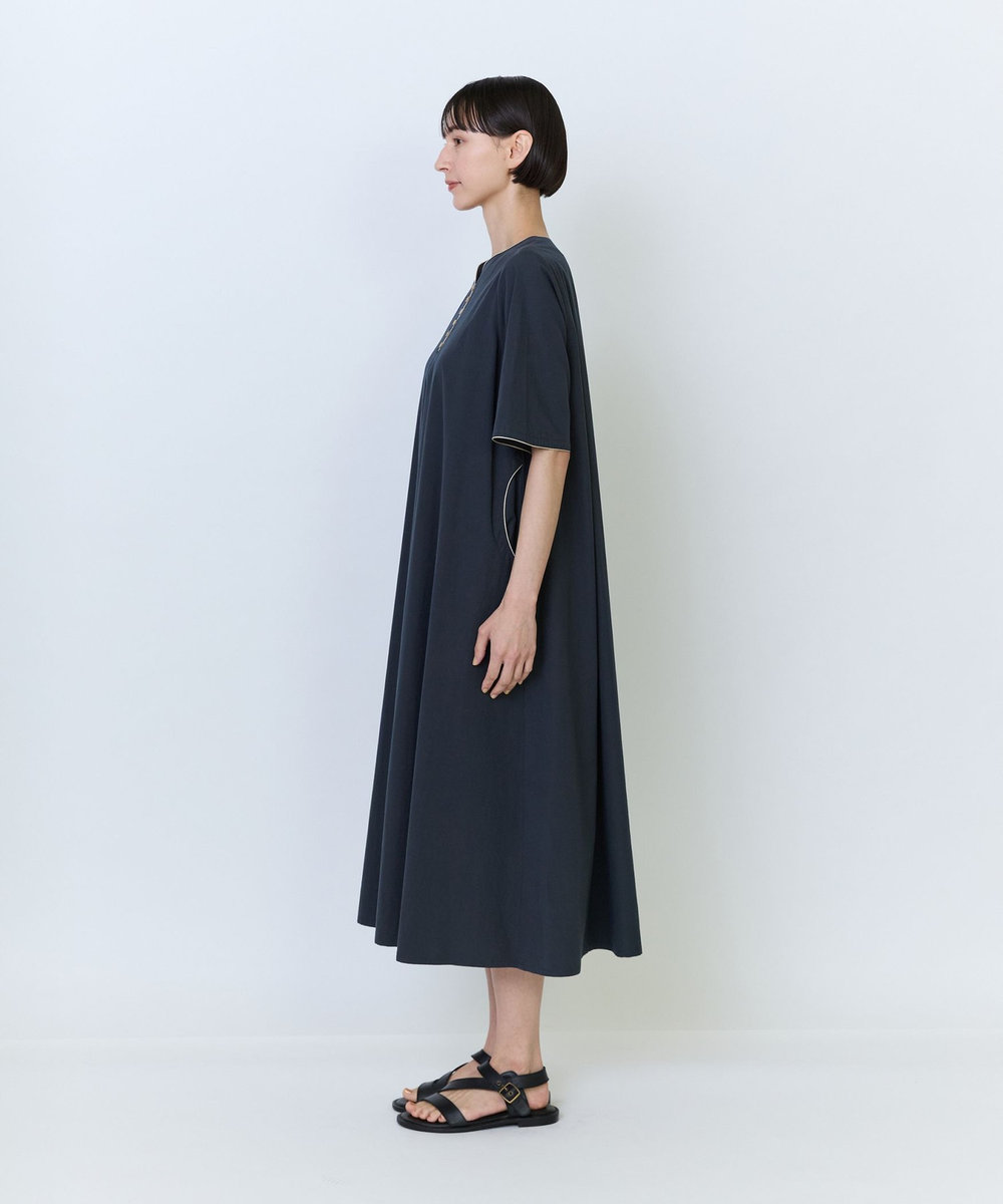 LOISIR コットンブロードAラインワンピース チャコールグレー