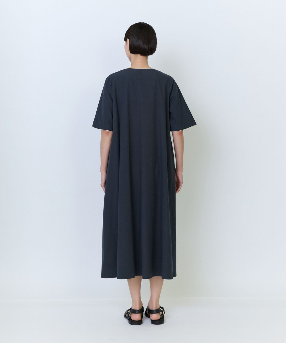 LOISIR コットンブロードAラインワンピース チャコールグレー