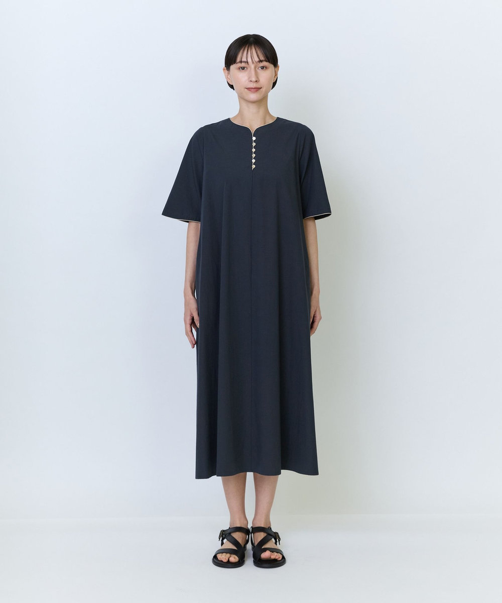 LOISIR コットンブロードAラインワンピース チャコールグレー
