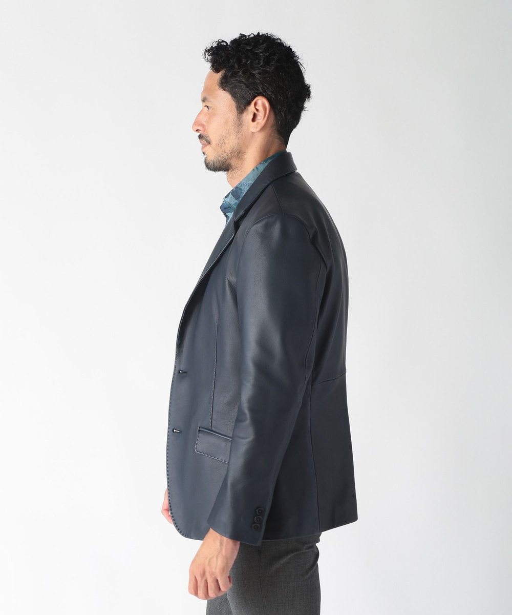 MEN'S BIGI シープレザーテーラードジャケット ネイビー