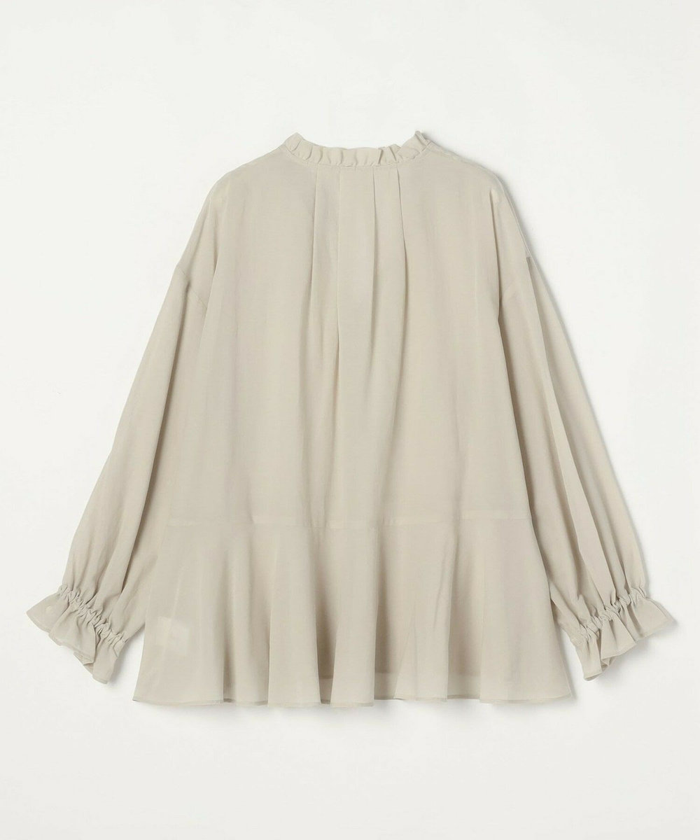 feerique Lサイズ（大きいサイズ） 【大きいサイズ】feerique コットンポリシフォンAラインシルエットブラウス グレイッシュベージュ