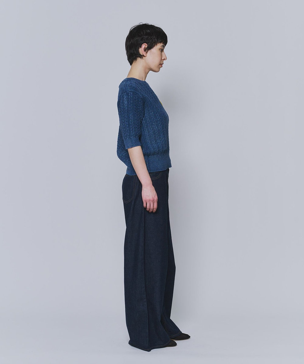 1er Arrondissement ＜COUTURE D'ADAM（クチュール ド アダム）＞コットンショートスリーブニット ブルー