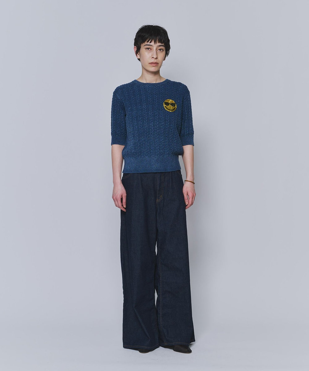 1er Arrondissement ＜COUTURE D'ADAM（クチュール ド アダム）＞コットンショートスリーブニット ブルー