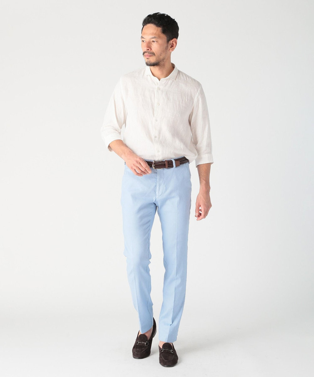 MEN'S BIGI NOVELTEX社リネン素材七分袖シャツ ホワイト