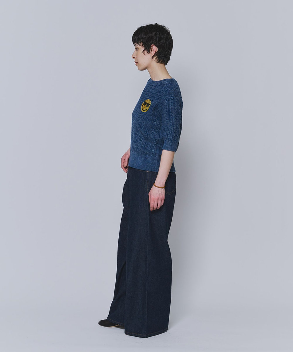 1er Arrondissement ＜COUTURE D'ADAM（クチュール ド アダム）＞コットンショートスリーブニット ブルー