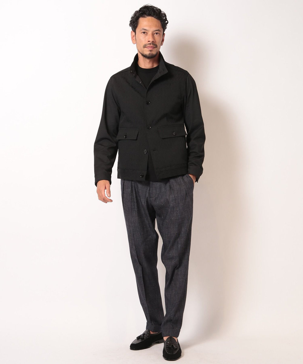 MEN'S BIGI 膨れジャガードストレッチブルゾン ブラック