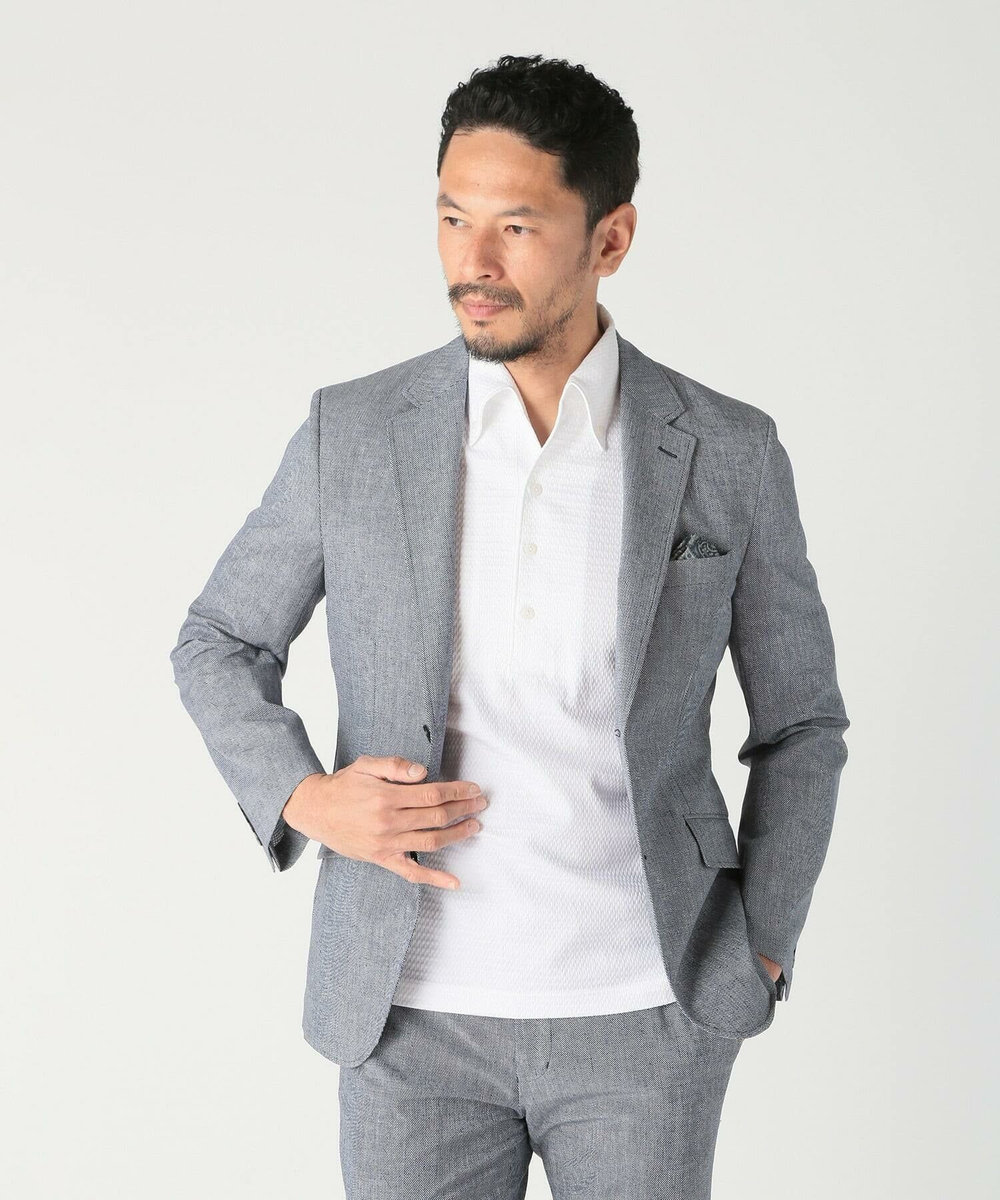MEN'S BIGI 【ACTIVE TAILOR】サッカー織りポロシャツ<COOL MAX/吸水速乾> ホワイト