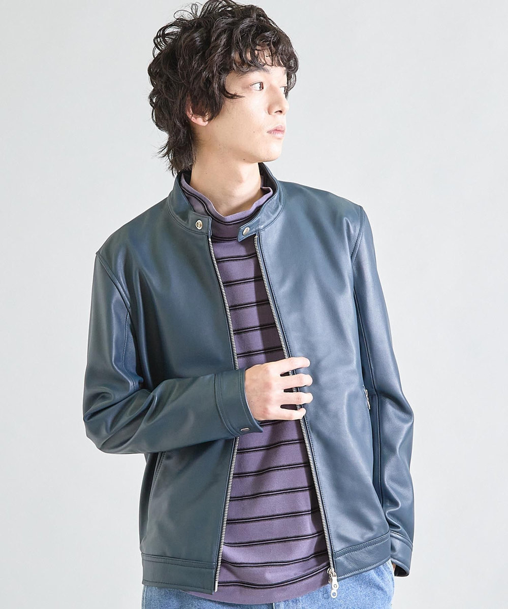 UNION STATION シープナッパシングルライダース ネイビー