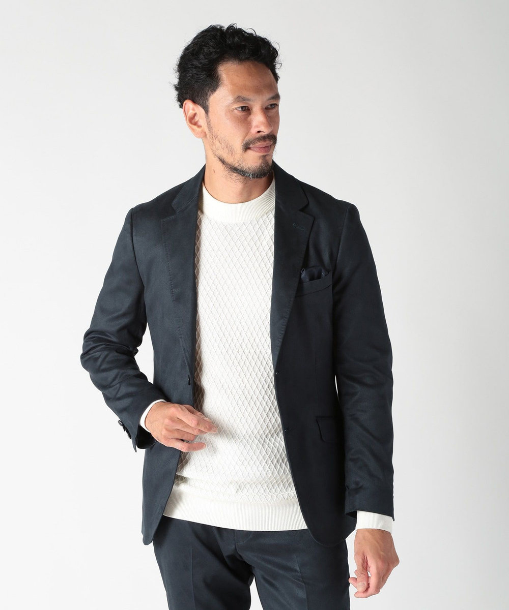 MEN'S BIGI コマスエードストレッチジャケット（セットアップ対応） ネイビー