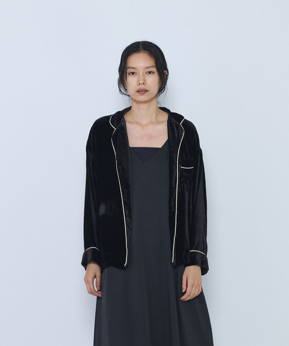1er Arrondissement ＜COUTURE D'ADAM/クチュール ド アダム＞"Velvet Piping Shirt "ベロアシャツ ブラック