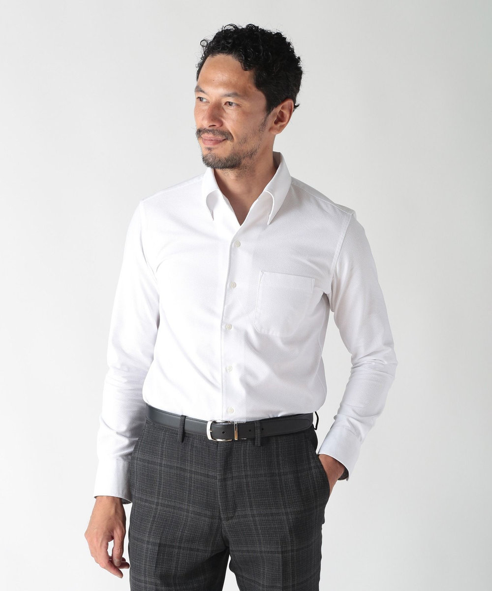 MEN'S BIGI 【ACTIVE TAILOR】COOLMAX絡み織ドレスシャツ ホワイト