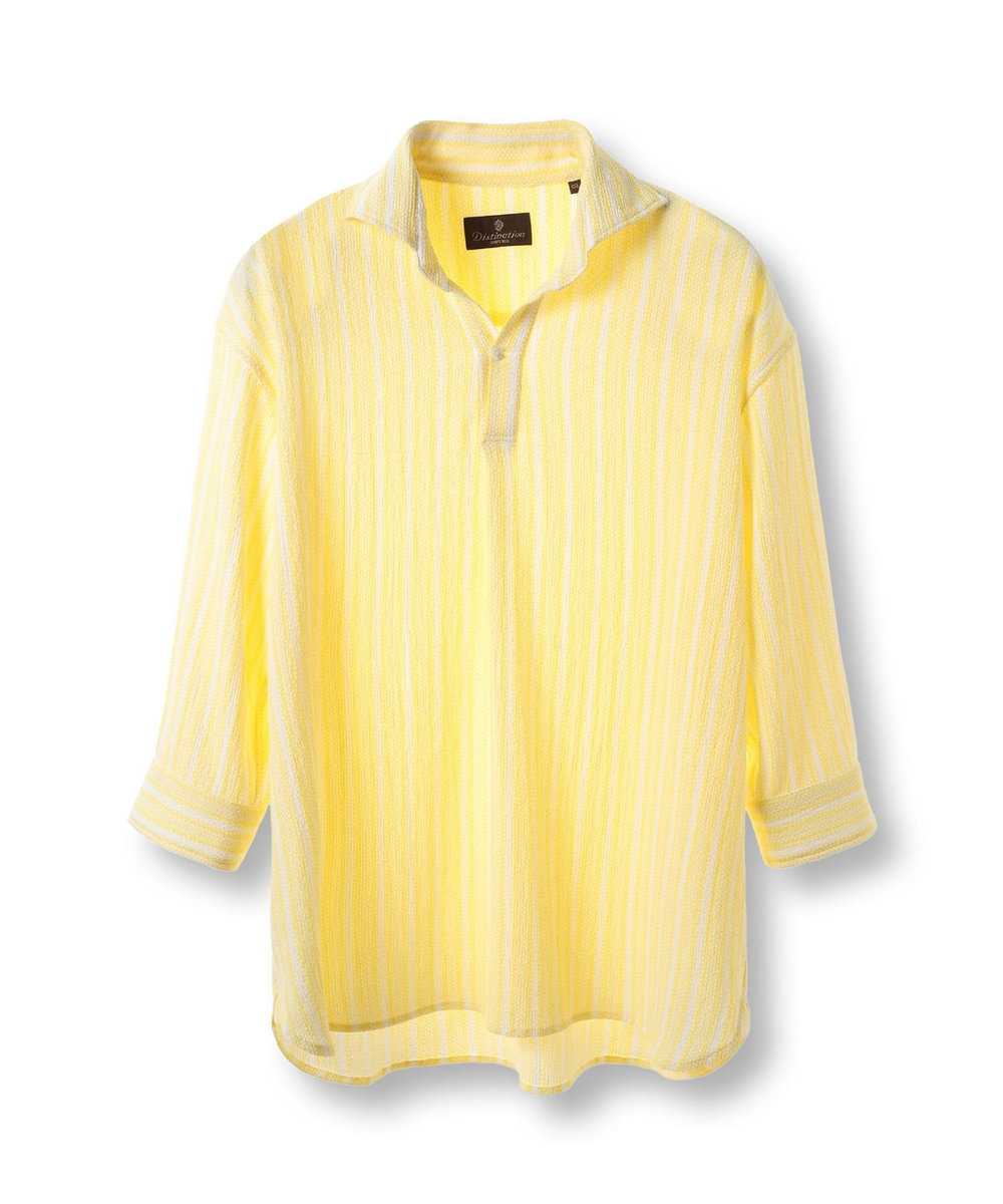 MEN'S BIGI ドビーストライププルオーバーシャツ イエロー