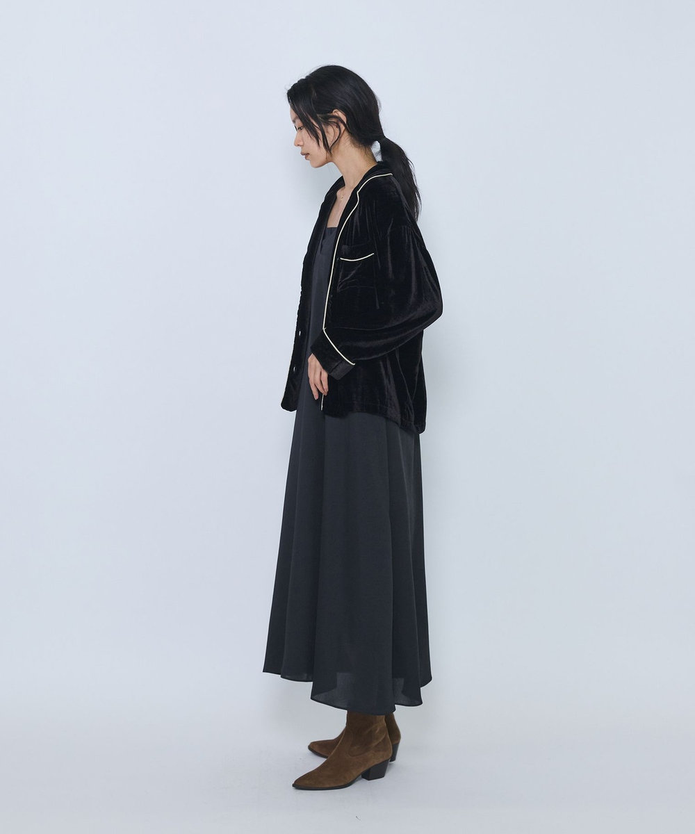 1er Arrondissement ＜COUTURE D'ADAM/クチュール ド アダム＞"Velvet Piping Shirt "ベロアシャツ ブラック