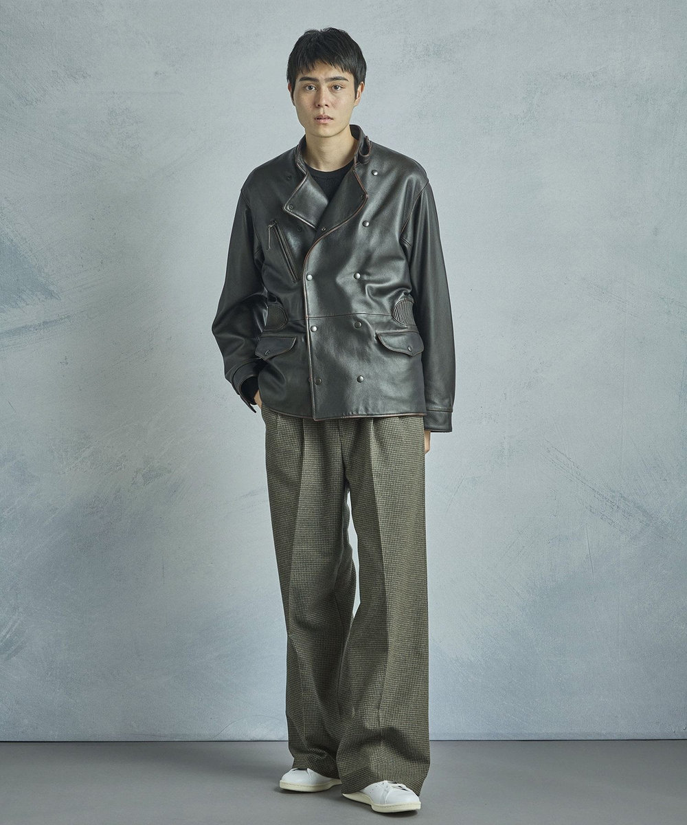 MEN'S BIGI 【50th Anniv . 菊池武夫】AGED SHEEPSKIN LEATHER JACKET ブラウン