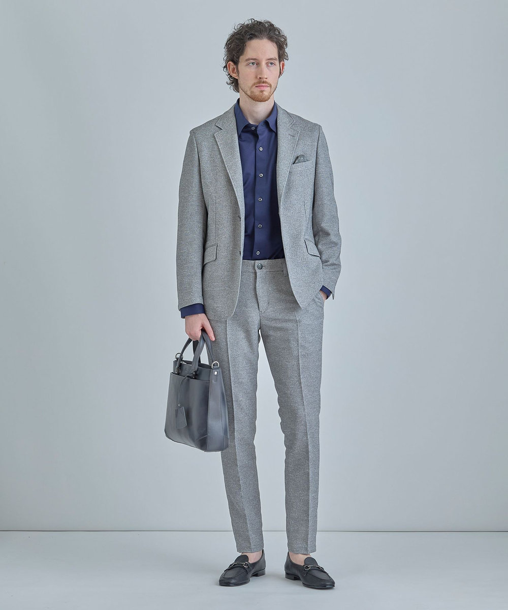 MEN'S BIGI J-CAMICIE ハイゲージジャージドレスシャツ（Albini×RENU）＜ストレッチ＞ ダークネイビー