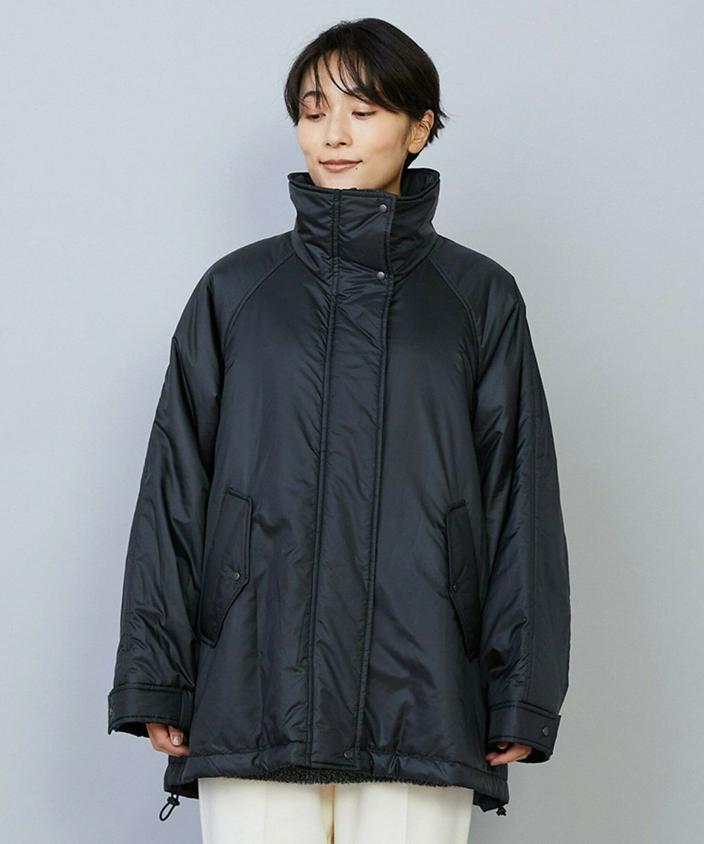 feerique feerique シルキータフタパディングコクーンコート ブラック