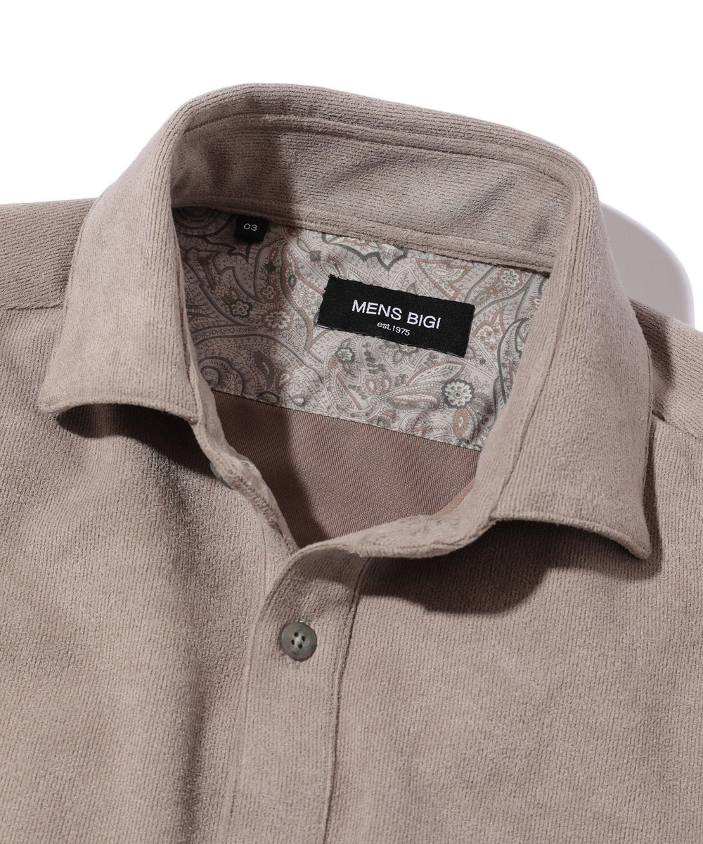 MEN'S BIGI ピケスエードカットシャツ グレー