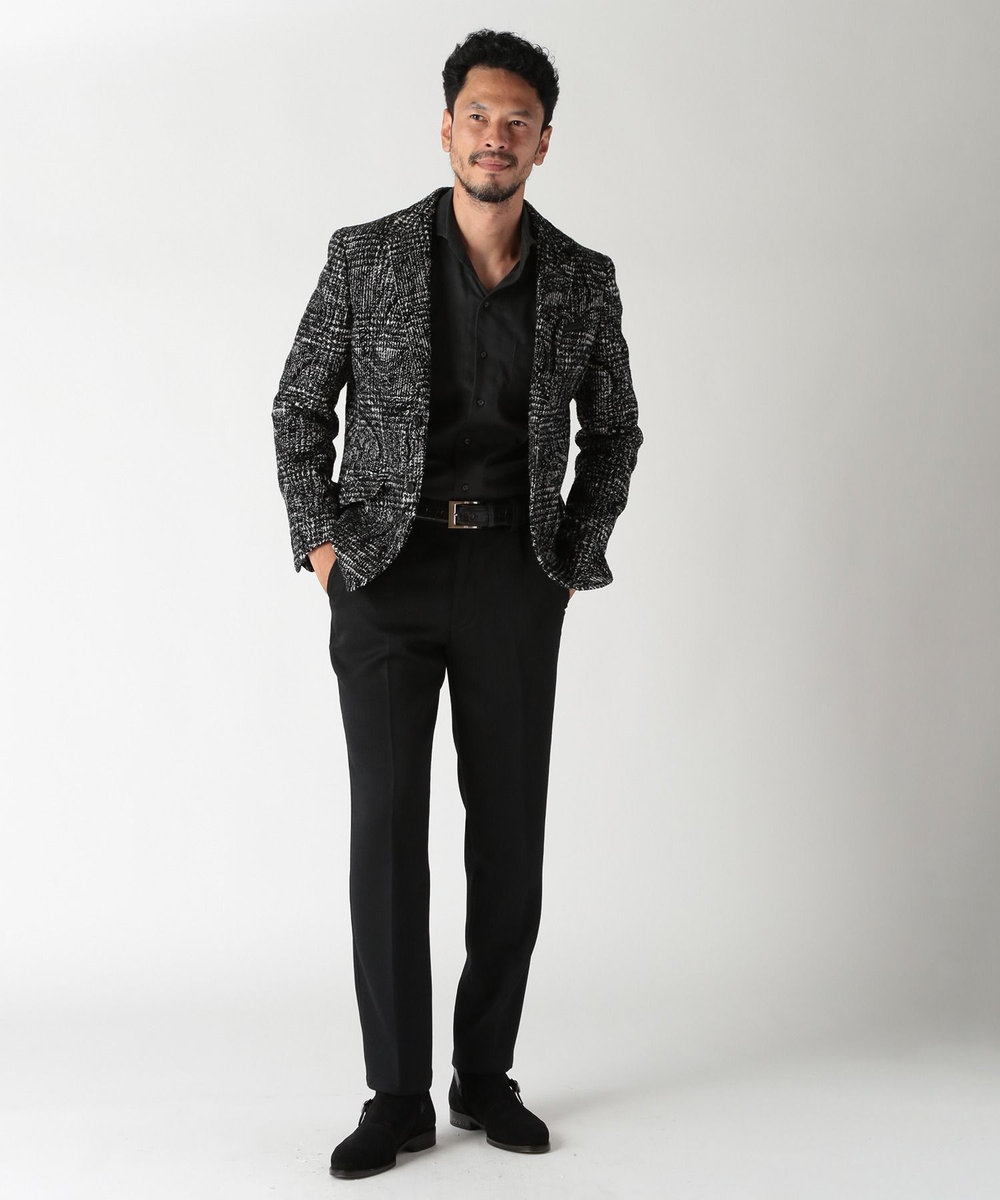MEN'S BIGI コマスエードストレッチシャツ ダークネイビー