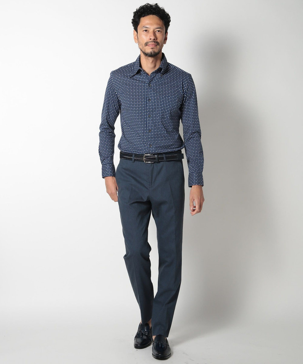 MEN'S BIGI 【DOMODOSSOLA】レザーメッシュプレーンベルト ネイビー