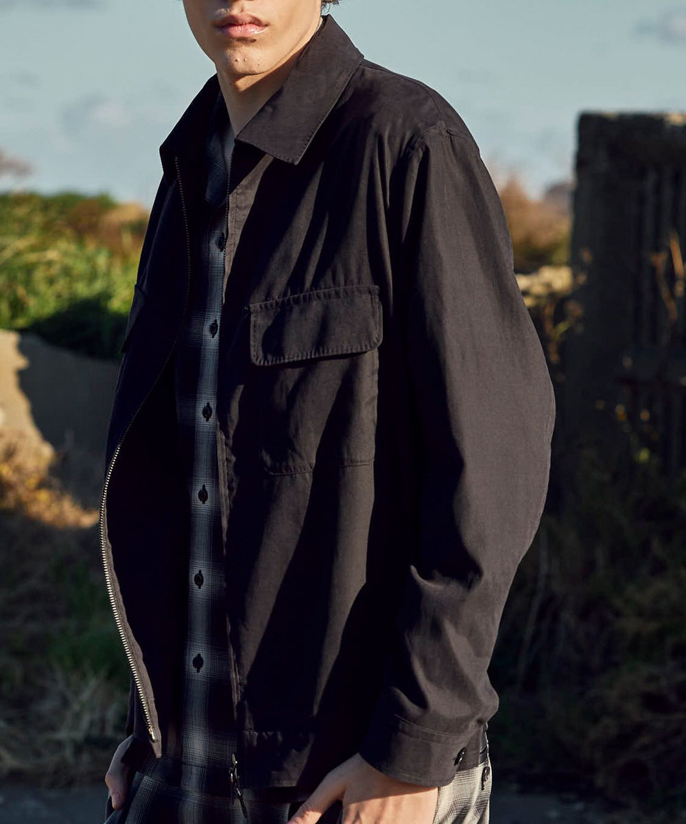 MEN'S BIGI フィブリルピーチ ショートブルゾン ブラック