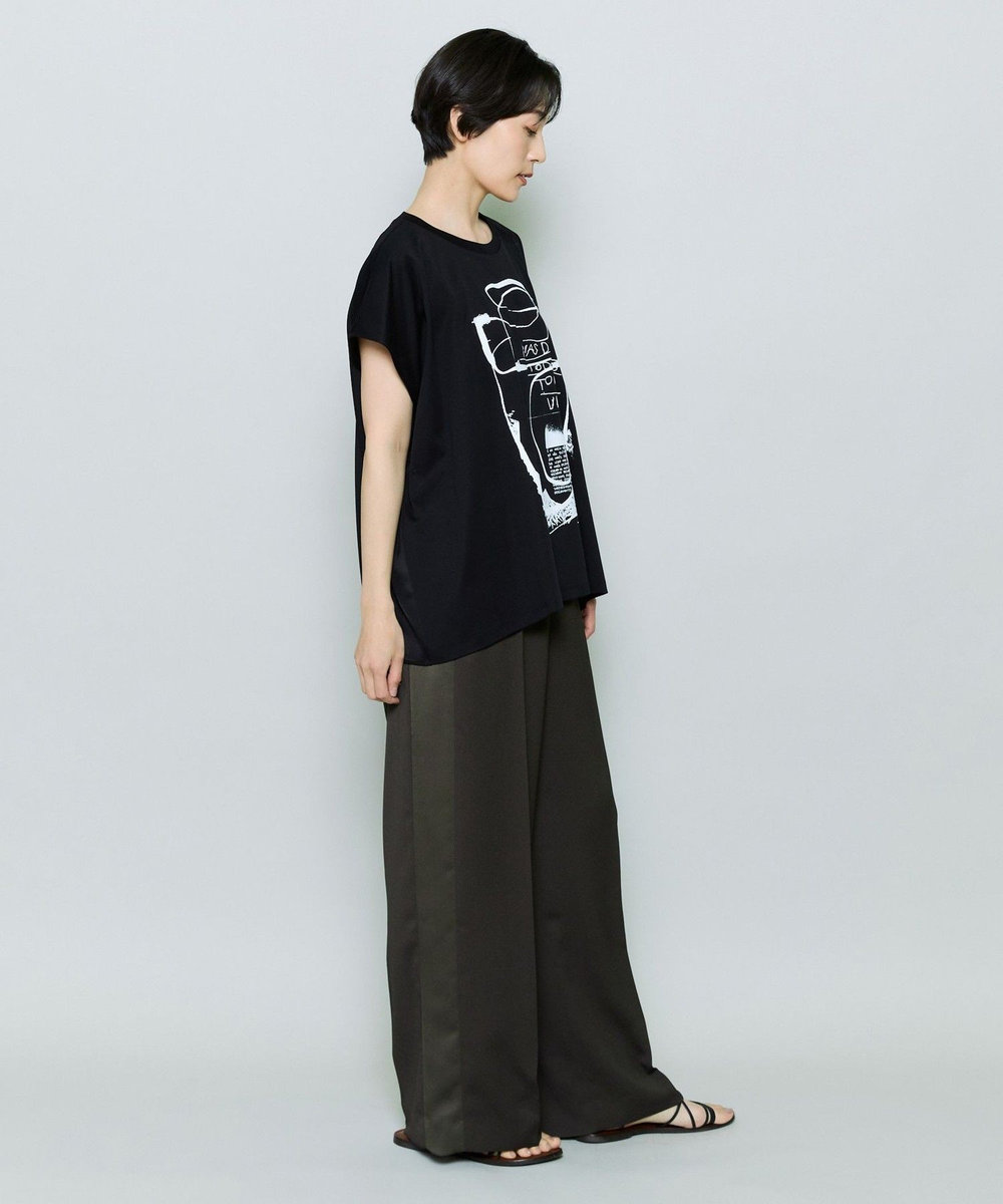 MOGA コットンスムースプリントTシャツ ブラック