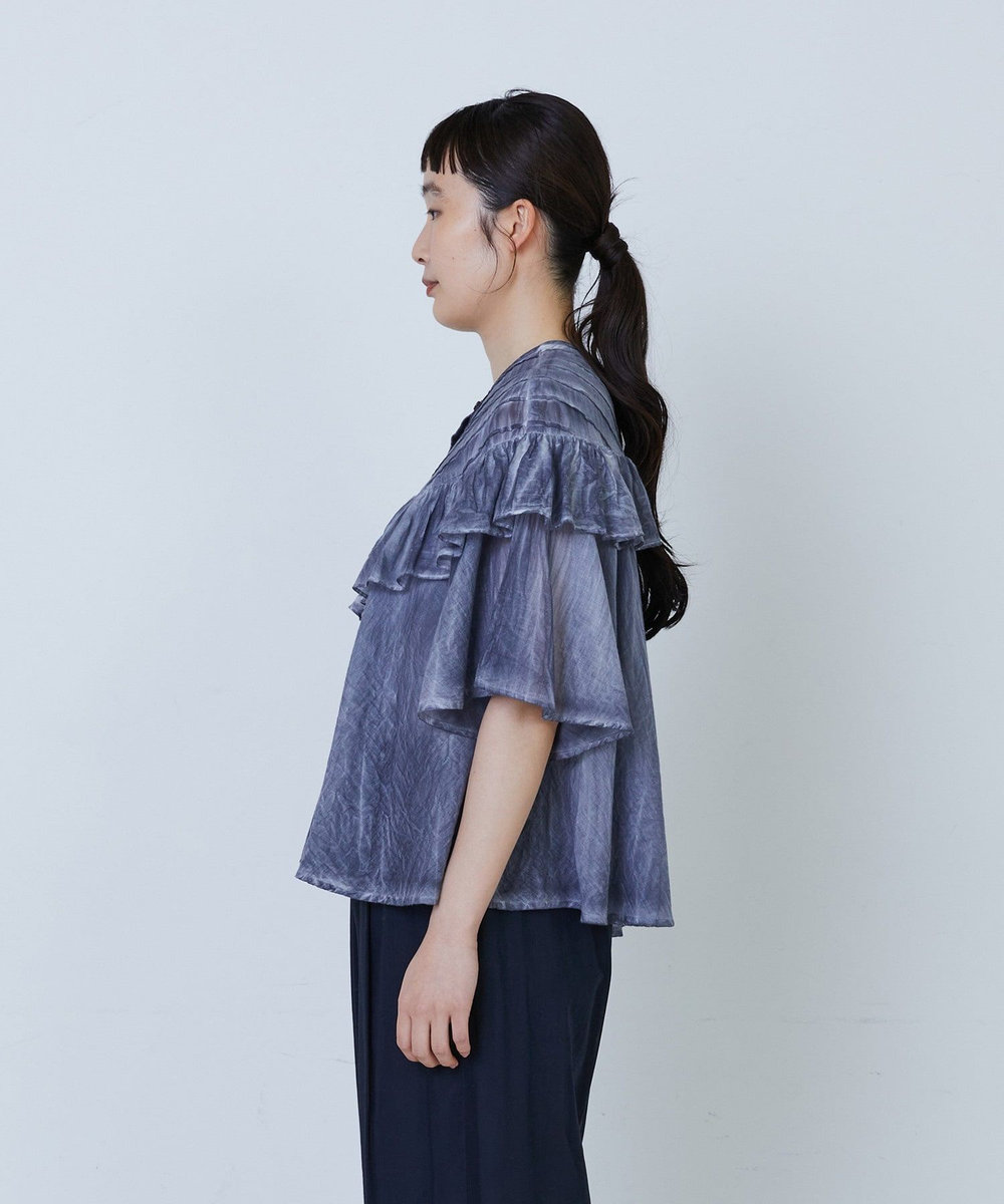 LOISIR インドピグメントダイデザインブラウス ネイビー