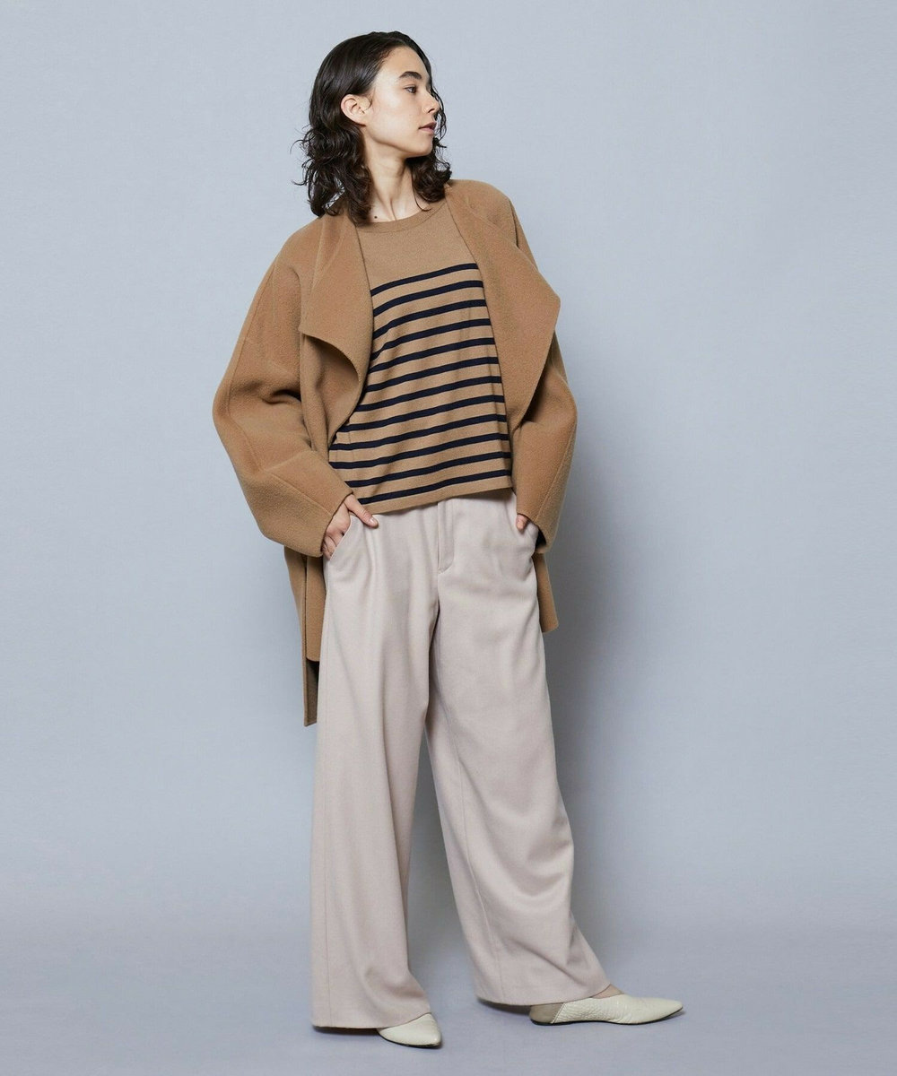 MOGA カシミヤ混フラノワイドパンツ ベージュ