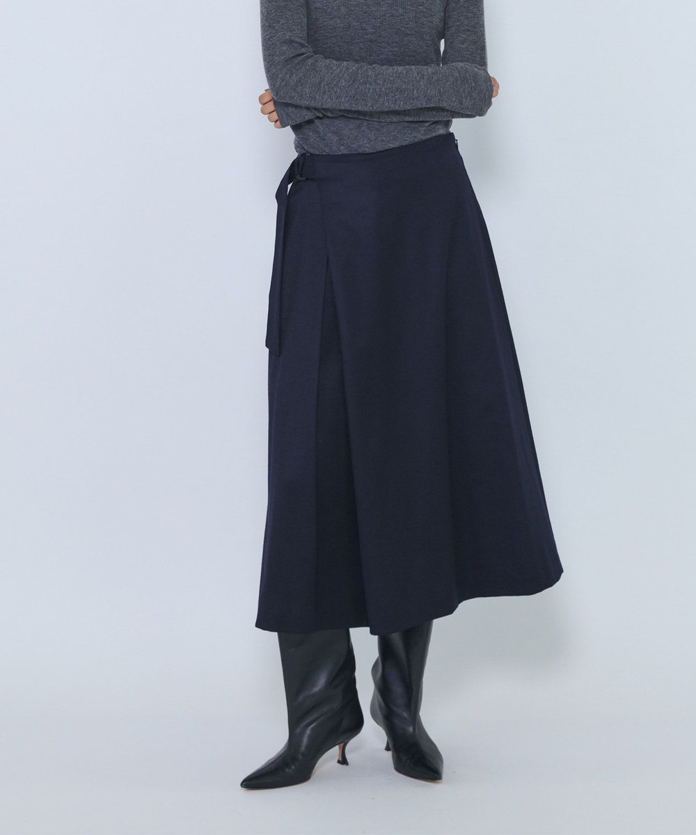 1er Arrondissement ウールサテンスカート ネイビー
